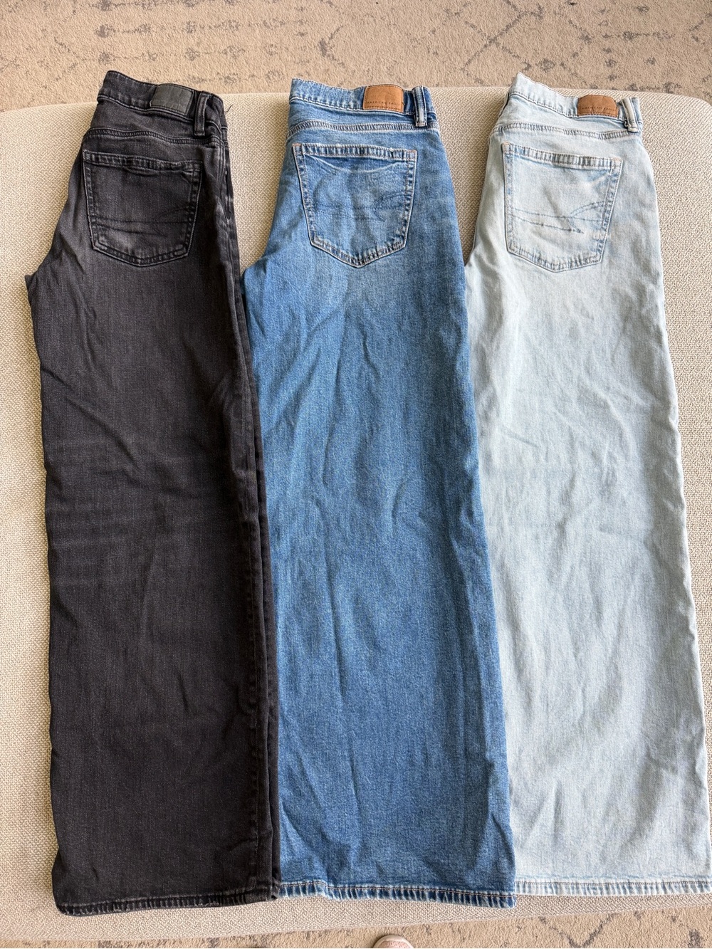 American Eagle Low Rise Wide Leg Jeans 3 Pair Lot 00 0 Baggy